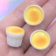 Dollhouse Creme Brulee | Miniature Crema Catalana | Sweets Deco | Kawaii Decoden Cabochon | Doll Food Craft Supplies (3 pcs / 16mm x 13mm)