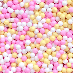 Miniature Bubblegum | Dollhouse Gumball | Fake Sugar Pearl Sprinkles | Doll House Dragee Toppings for Faux Food DIY (Yellow Pink White / 7g)