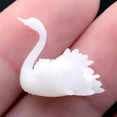3D Bird Resin Inclusion | Miniature Swan Embellishment for Resin Jewelry DIY | Resin Art Supplies (2 pcs / 16mm x 15mm)
