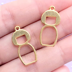 Kokeshi Open Bezel Plated with 24K Gold | Japanese Doll Deco Frame | Kawaii UV Resin Jewellery Supplies (2 pcs / Gold / 11mm x 23mm)