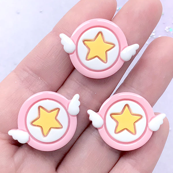 Confetti Star Pendant with Star Glitter | Kawaii Resin Cabochon | Decoden Star Charm | Mahou Kei Jewelry | Cute Embellishments (2pcs / Purple / 39mm x