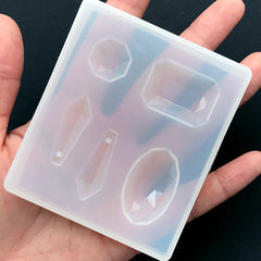 Gemstones Soft Mold (5 Cavity) | Oval Gem Silicone Mould | Faceted Gemstone Mold | UV Resin Jewelry Supplies