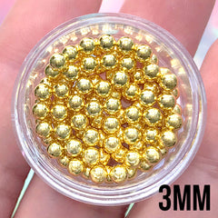 3mm Metallic Gold Beads | High Quality No Hole Beads | Fake Dragee Sprinkles | Faux Food Craft (10g)