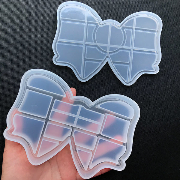 Ribbon Trinket Box with Partitions Silicone Mold | Kawaii Storage Box Making | Kawaii Resin Art Supplies (150mm x 102mm)