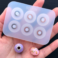 Large Hole Bead Silicone Mold (6 Cavity) with 925 Silver Cores | 5mm European Bead Mold | Resin Jewellery Making | European Bracelet DIY