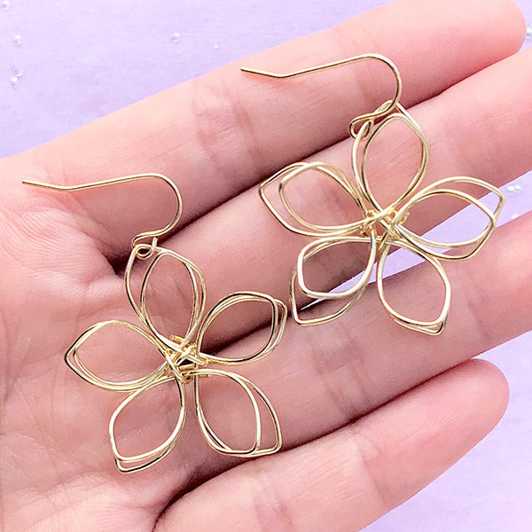 Gold wire flower earrings online