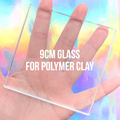 9cm Bakeable Glass for Polymer Clay Baking | Oven Safe Tool for Polymer Clay Craft | Square Glass