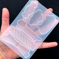 Kawaii Candy Ribbon Cloud Cat Silicone Mold (6 Cavity) | Toddler Hair Jewelry DIY | Clear Mould for UV Resin | Epoxy Resin Craft Supplies