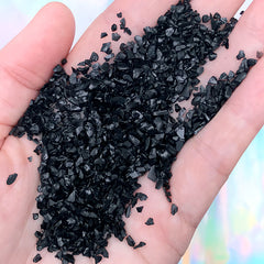 Glass Crushed Stones | Irregular Glass Stone Flakes | Chunky Glitter | Resin Filler | Resin Art Supplies (Black / 10 grams)