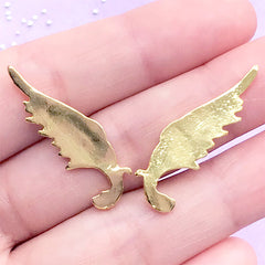 Magical Girl Angel Wings Embellishments | Kawaii Metal Cabochon | Resin Craft Supplies | Mahou Kei Jewelry DIY (2 pcs / Gold / 10mm x 30mm)