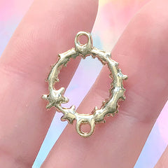 Circle Connector Charm with Rhinestones and Pearls | Small Round Deco Frame for UV Resin Filling | Jewelry DIY Supplies (1 piece / Gold / 18mm x 21mm)