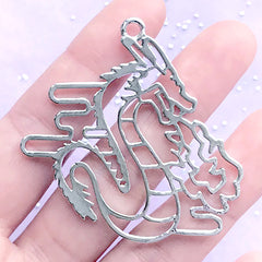 Legendary Creature Open Bezel | Chinese Dragon Deco Frame for UV Resin Filling | Resin Art Supplies (1 piece / Silver / 48mm x 49mm)