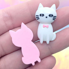 Cat Resin Cabochons | Cute Animal Embellishments | Kawaii Jewellery DIY | Decoden Supplies (3 pcs / Mix / 18mm x 31mm)