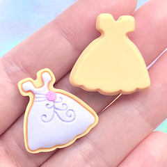 Miniature Food Cabochons | Dollhouse Sugar Cookie in Dress Shape | Kawaii Sweets Deco | Doll Food Craft (3 pcs / 23mm x 23mm)