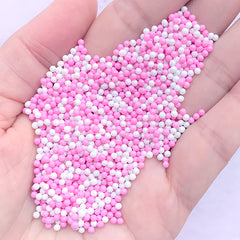 Faux Dragee Sprinkles | Dollhouse Sugar Pearl Toppings | Miniature Food Craft | Kawaii Sweet Jewelry Making (Pink White / 7g)