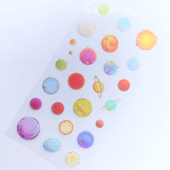 CLEARANCE Planet Stickers | Cosmos Clear Film | Star Embellishments | Solar System PVC Sticker | Filling Materials for Resin Craft