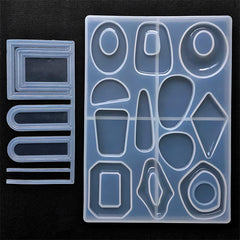 Irregular Geometric Shapes Silicone Mold with Hole Maker (13 Cavity) for Resin Crafts | Geometry Jewellery Mould | Retro Dangle Earrings DIY