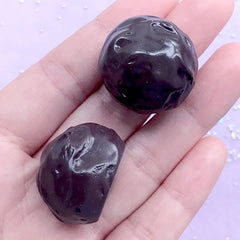 CLEARANCE Chocolate Truffle Cabochons | Faux Chocolate Embellishments | Kawaii Food Jewelry DIY | Resin Decoden Pieces (2 pcs / Dark Brown / 27mm x 20mm)
