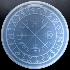 Runic Wheel Silicone Mold | Vegvisir Norse Wheel Mould | Viking Compass Mold with Engraved Ancient Alphabets (240mm)