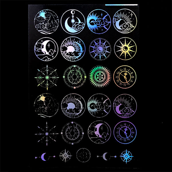 Holographic Magic Moon and Sun Circle Clear Film for Resin Craft | Magical Girl Resin Inclusions | Kawaii Resin Art Supplies