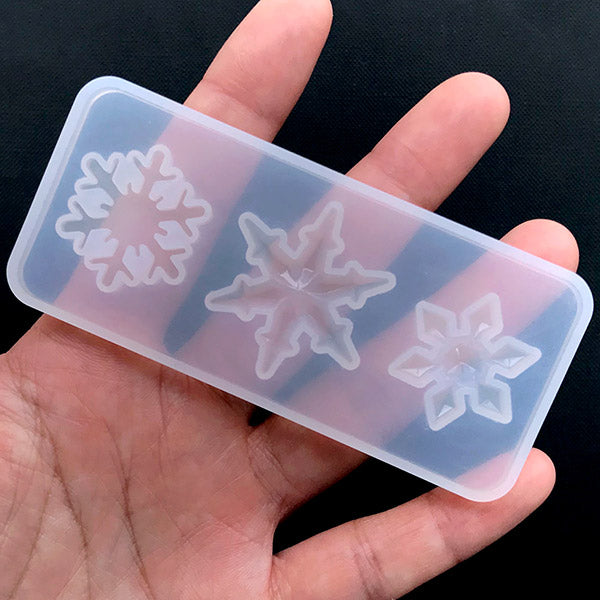 Assorted Snowflake Silicone Mold (3 Cavity), Christmas Cabochon DIY, MiniatureSweet, Kawaii Resin Crafts, Decoden Cabochons Supplies