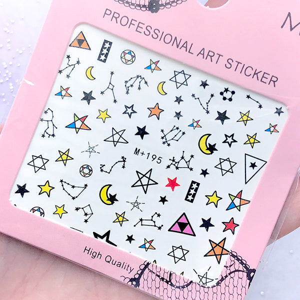 Constellation Nail Art Decal Sticker | Horoscopes Zodiac Signs Star Water Transfer Sheet | Astrology Embellishment for Resin Craft