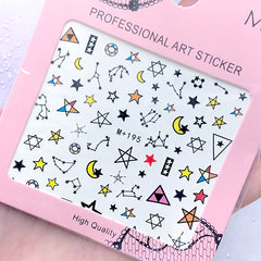 Constellation Nail Art Decal Sticker | Horoscopes Zodiac Signs Star Water Transfer Sheet | Astrology Embellishment for Resin Craft