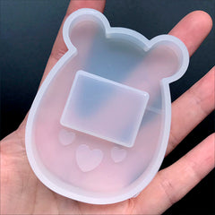 Kawaii Tamagotchi Resin Shaker Charm Silicone Mold in Bear Shape | Shake Shake Decoden Cabochon DIY (53mm x 71mm)