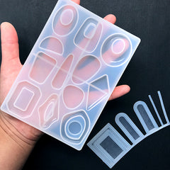 Irregular Geometric Shapes Silicone Mold with Hole Maker (13 Cavity) for Resin Crafts | Geometry Jewellery Mould | Retro Dangle Earrings DIY