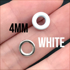 4mm White Grommets | Colorful Painted Eyelets | Leather Craft Supplies (10 sets / White)