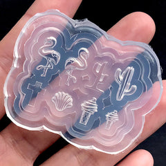 Flamingo Cactus Ice Cream Seashell Cross Silicone Mold (8 Cavity) | Kawaii UV Resin Craft | Tiny Embellishment Mould (7mm to 15mm)