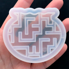 Fish Bowl Maze Shaker Charm Silicone Mold | Resin Shaker Cabochon DIY | Kawaii Resin Jewelry Supplies (68mm x 60mm)