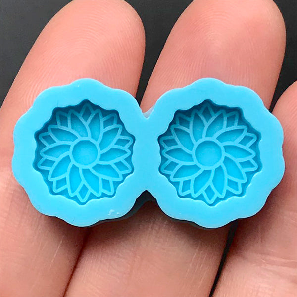 Mini Flower Stud Earrings Silicone Mold (2 Cavity), Small Floral Embe, MiniatureSweet, Kawaii Resin Crafts, Decoden Cabochons Supplies