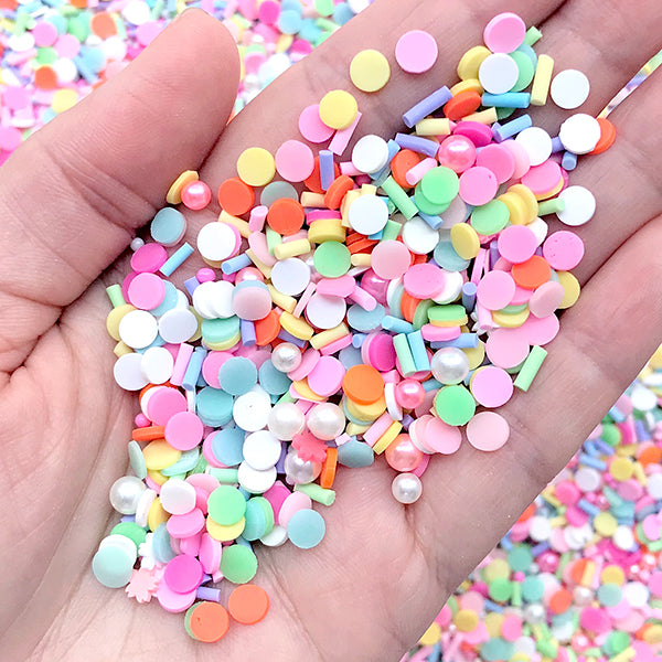 Rainbow Chocolate Sprinkles and Dragee and Pearl for Fake Sweet Deco, MiniatureSweet, Kawaii Resin Crafts, Decoden Cabochons Supplies