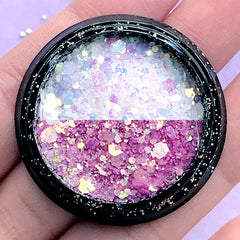 UV Color Changing Confetti Glitter | Iridescent Hexagon Flakes | Aurora Borealis Sprinkles | Kawaii Resin Art Supplies (Magenta)