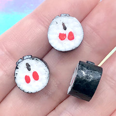 Miniature Sushi Roll Resin Cabochon | Dollhouse Japanese Food | Mini Doll Food | Decoden Supplies (3 pcs / 12mm x 8mm)