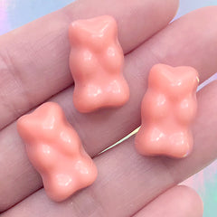 Bear Candy Cabochons | Fake Gummy Candies | Sweets Deco | Kawaii Embellishment for DIY Decoden (3 pcs / Peach Pink / 12mm x 19mm)