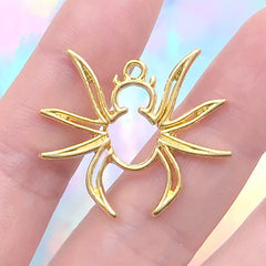Spider Open Bezel Pendant | Insect Deco Frame for UV Resin Filling | Halloween Jewellery Making (1 piece / Gold / 30mm x 27mm)