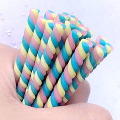 Marshmallow Polymer Clay Cane | Kawaii Sweets Deco | Miniature Food Embellishment