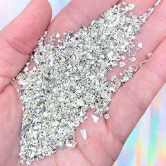 Irregular Glass Crushed Stones | Chunky Glass Sprinkle Flakes | Resin Filler for Resin Jewellery DIY (Silver / 10 grams)