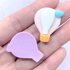 Kawaii Hot Air Balloon with Heart Resin Cabochons | Phone Case Decoden Pieces | Toddler Jewelry Making (5 pcs / Mix / 23mm x 28mm)