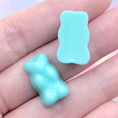 Faux Gummy Candy | Fake Bear Candies | Kawaii Resin Cabochons | Sweets Embellishment | Decoden Pieces (3 pcs / Blue / 12mm x 19mm)