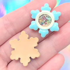 Snowflake Shaker Cabochons | Shake Shake Xmas Charm | Christmas Ornaments (2 pcs / 23mm x 26mm)