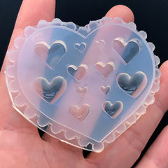 Tiny Flat and Puffy Heart Silicone Mold (12 Cavity) | Resin Shaker Bit Mould | Kawaii Resin Jewelry DIY | Valentine's Day Craft Supplies