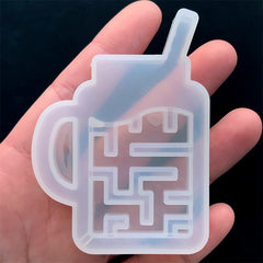 Drinking Jar Maze Silicone Mold | Resin Shaker Charm DIY | Shake Shake Decoden Piece Making | Kawaii Resin Art (51mm x 72mm)