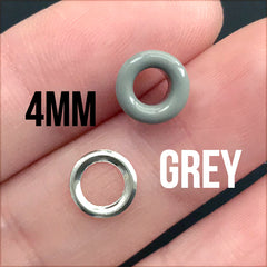 4mm Colored Grommets | Painted Eyelets | DIY Leather Craft Supplies (10 sets / Grey)