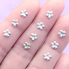 Cherry Blossom Floral Resin Inclusions | Mini Sakura Embellishment for UV Resin Craft | Flower Floating Charm (10 pcs / 5mm / Silver)