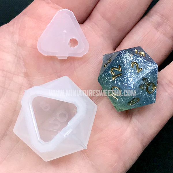 d20 Silicone Mold | Icosahedron Die Mold | Polyhedral Board Game Dice  Making | UV Resin and Epoxy Resin Mold Supplies (23mm x 25mm)