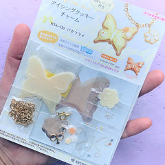Butterfly Icing Cookie Pendant Making | Fake Sweet Charm DIY | Cute UV Resin Craft Kit | Faux Food Jewellery