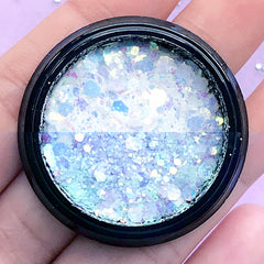 Color Changing Glitter Sprinkles | AB Iridescent Photochromic Hexagon Confetti | Kawaii Resin Inclusions (Light Blue)